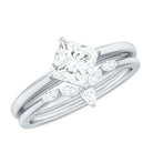Cubic Zirconia Solitaire Ring Set with V Shape Band AAAA - Rosec Jewels