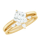 Cubic Zirconia Solitaire Ring Set with V Shape Band AAAA - Rosec Jewels