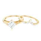 Cubic Zirconia Solitaire Ring Set with V Shape Band AAAA - Rosec Jewels