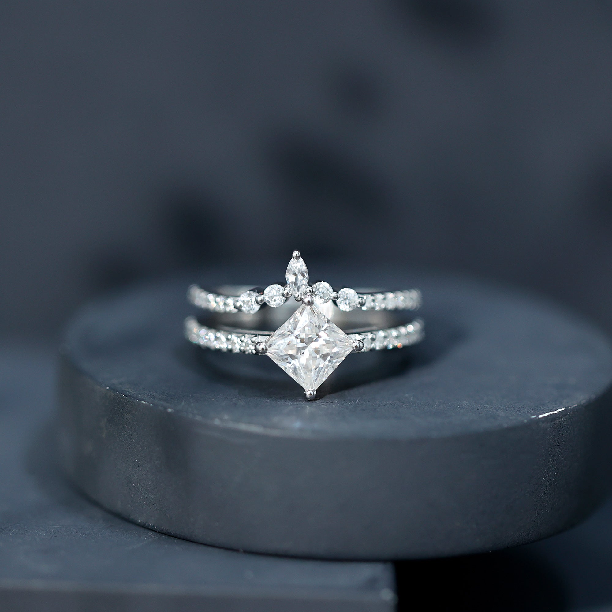 Rosec Jewels-Princess Cut Moissanite Wedding Ring Set for Women
