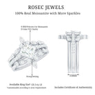 Rosec Jewels-Classic Trio Bridal Ring Set with Princess and Round Cut Moissanites