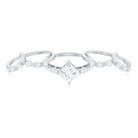 Rosec Jewels-Classic Trio Bridal Ring Set with Princess and Round Cut Moissanites