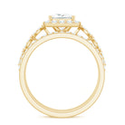 Princess Cut Moissanite Halo Engagement Ring with Wedding Bands D-VS1 - Rosec Jewels