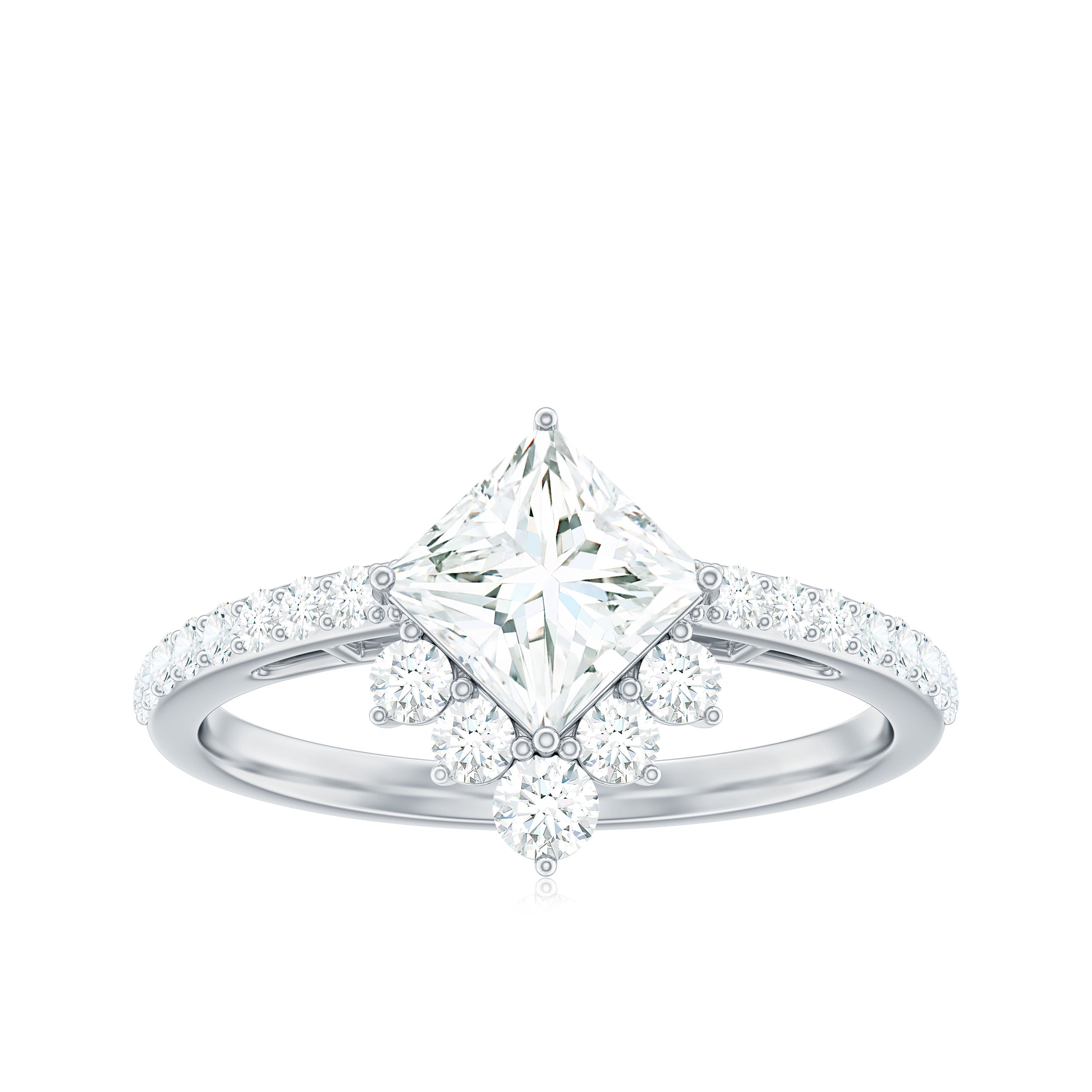 Princess Cut Moissanite Designer Engagement Ring for Women D-VS1 - Rosec Jewels