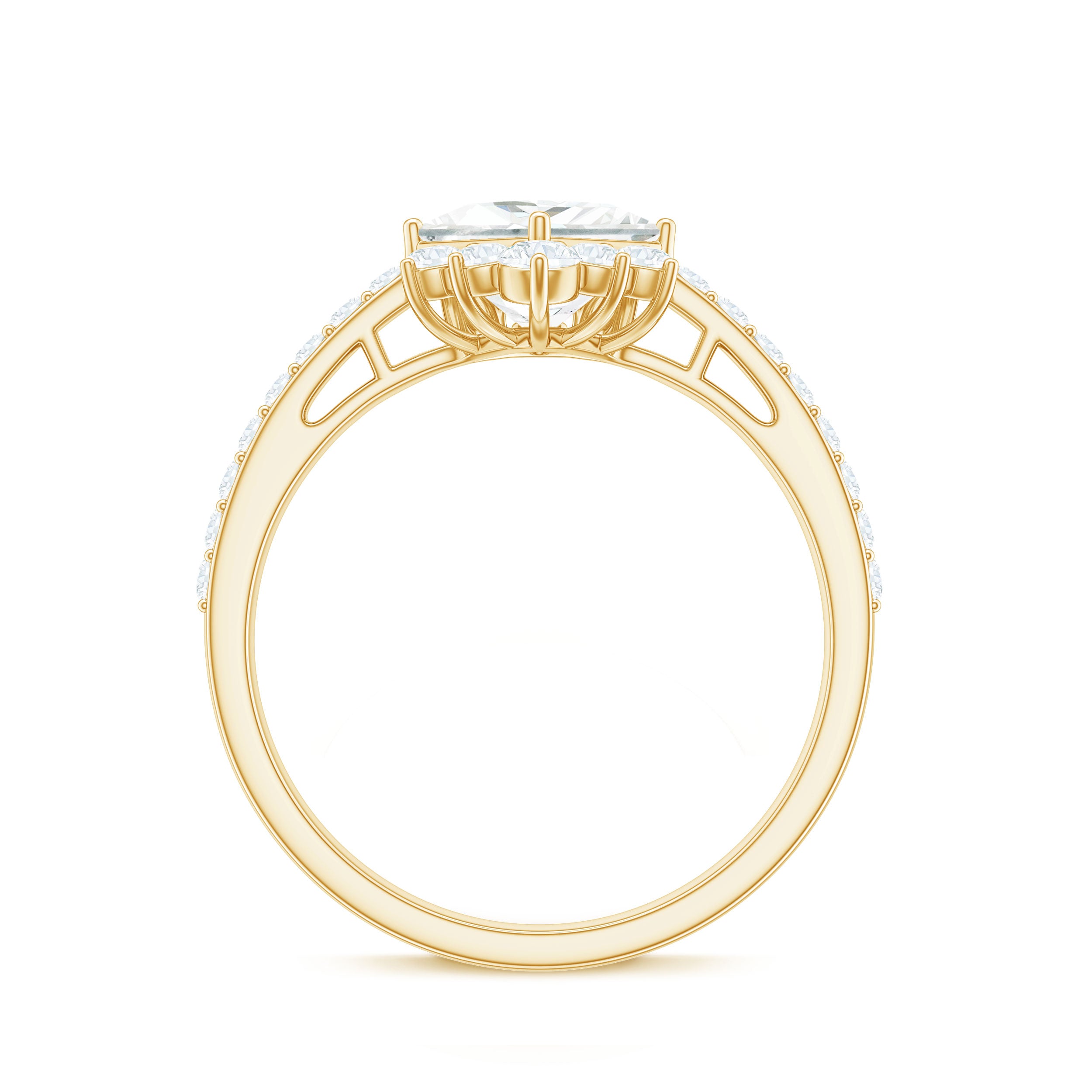 Princess Cut Moissanite Designer Engagement Ring for Women D-VS1 - Rosec Jewels