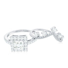 Rosec Jewels-Princess Cut Moissanite Halo Wedding Ring Set with Certificate