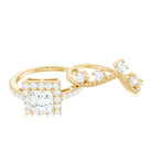 Rosec Jewels-Princess Cut Moissanite Halo Wedding Ring Set with Certificate