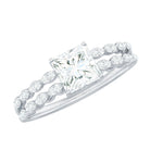 Princess Cut Zircon Double Band Engagement Ring with Side Stones AAAA - Rosec Jewels