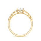 Certified Moissanite Princess Cut Engagement Ring in Double Band D-VS1 - Rosec Jewels