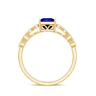Certified 1.5 Carat Princess Cut Lab Grown Blue Sapphire Double Band Engagement Ring with Diamond AAAA - Rosec Jewels