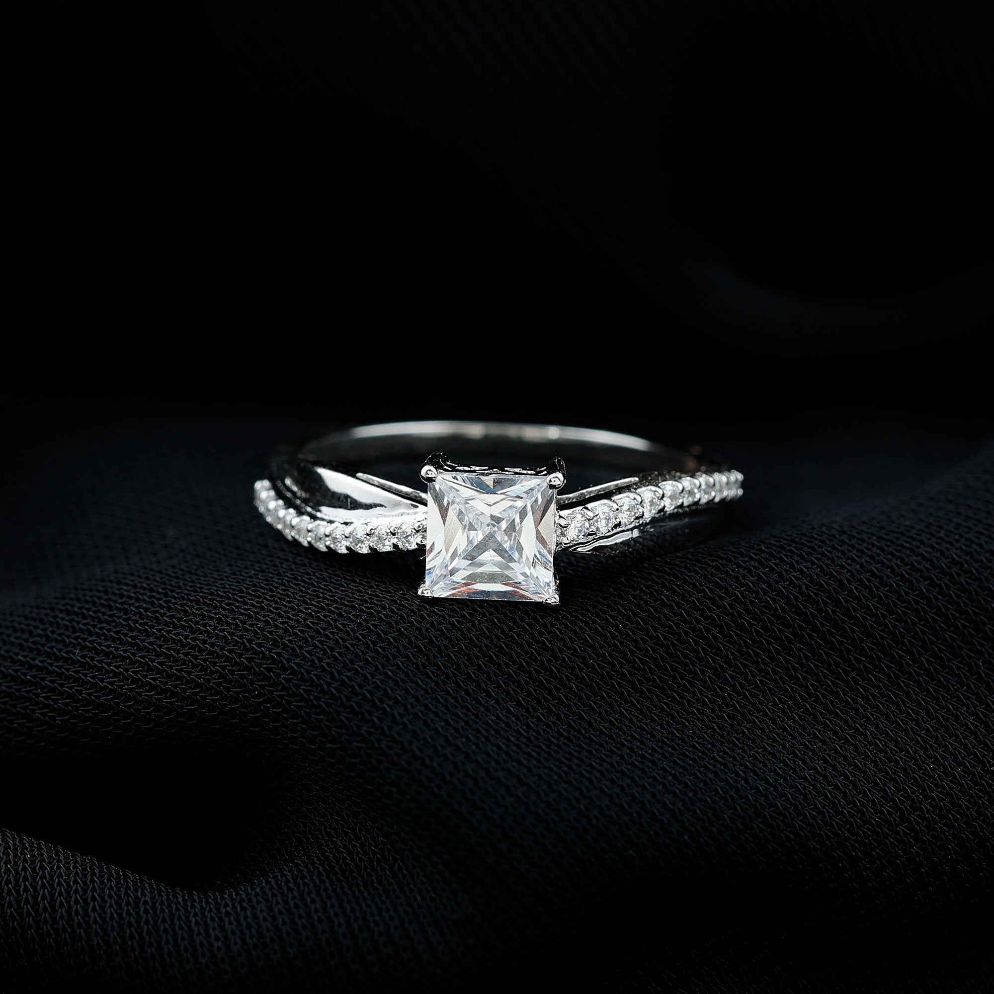 1 Carat Princess Cut Cubic Zirconia Solitaire Engagement Ring AAAA - Rosec Jewels