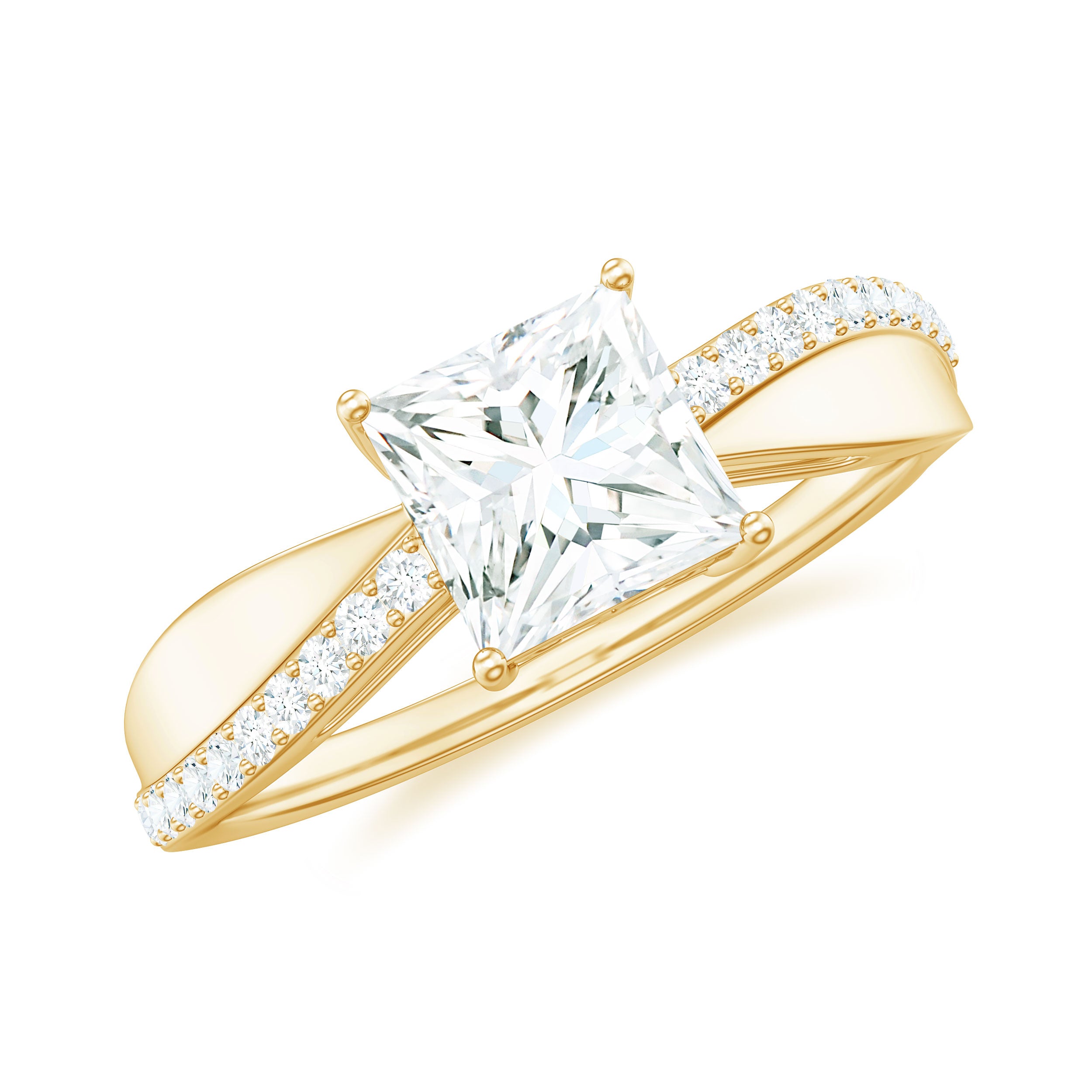 1 Carat Princess Cut Cubic Zirconia Solitaire Engagement Ring AAAA - Rosec Jewels