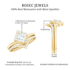 Certified Princess Cut Moissanite Wedding Ring Set for Women D-VS1 - Rosec Jewels