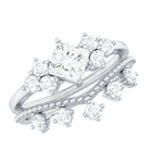 Princess and Round Cut Moissanite Wedding Ring Set D-VS1 - Rosec Jewels