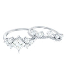 Princess and Round Cut Moissanite Wedding Ring Set D-VS1 - Rosec Jewels