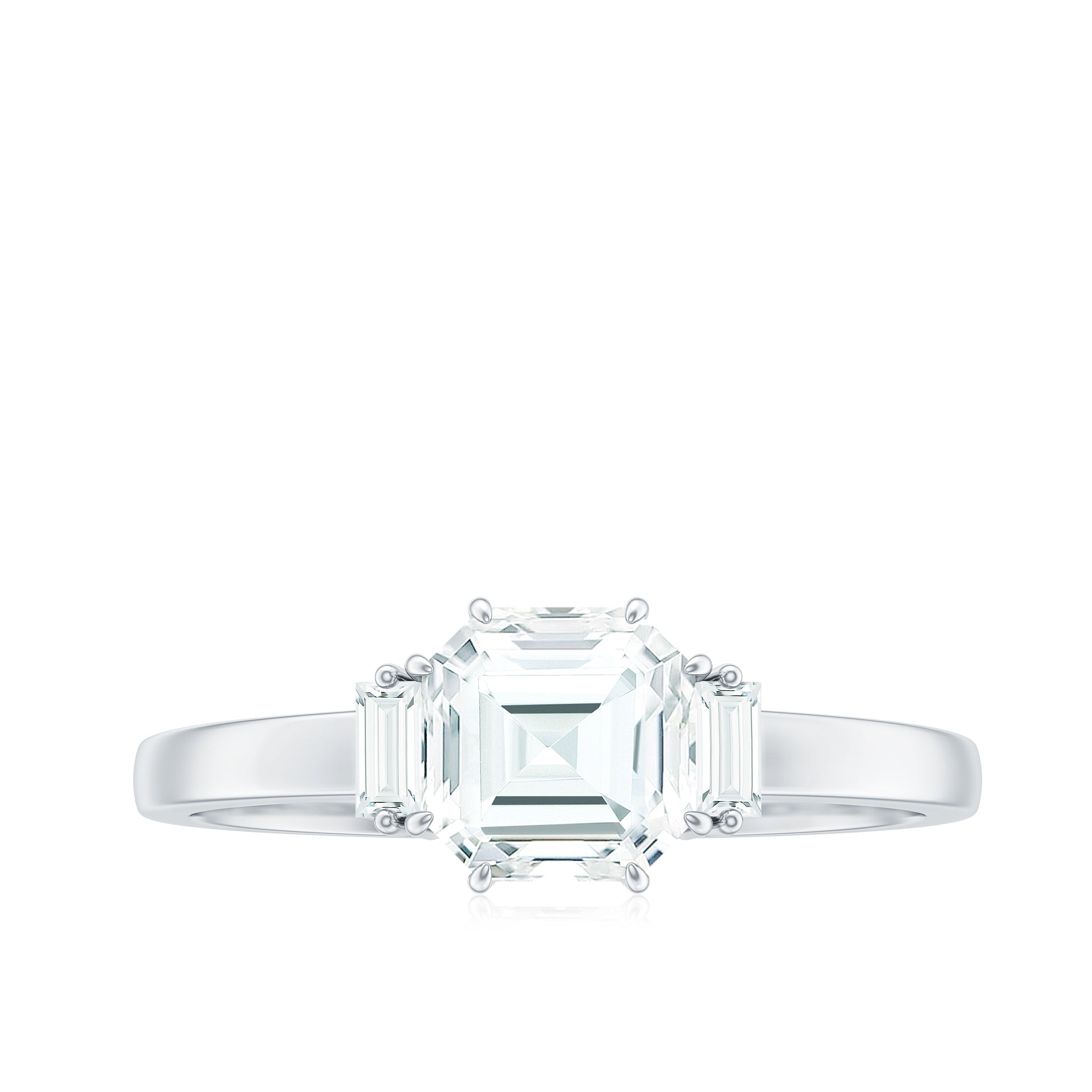 1.50 CT Asscher Cut Solitaire Zircon Engagement Ring AAAA - Rosec Jewels