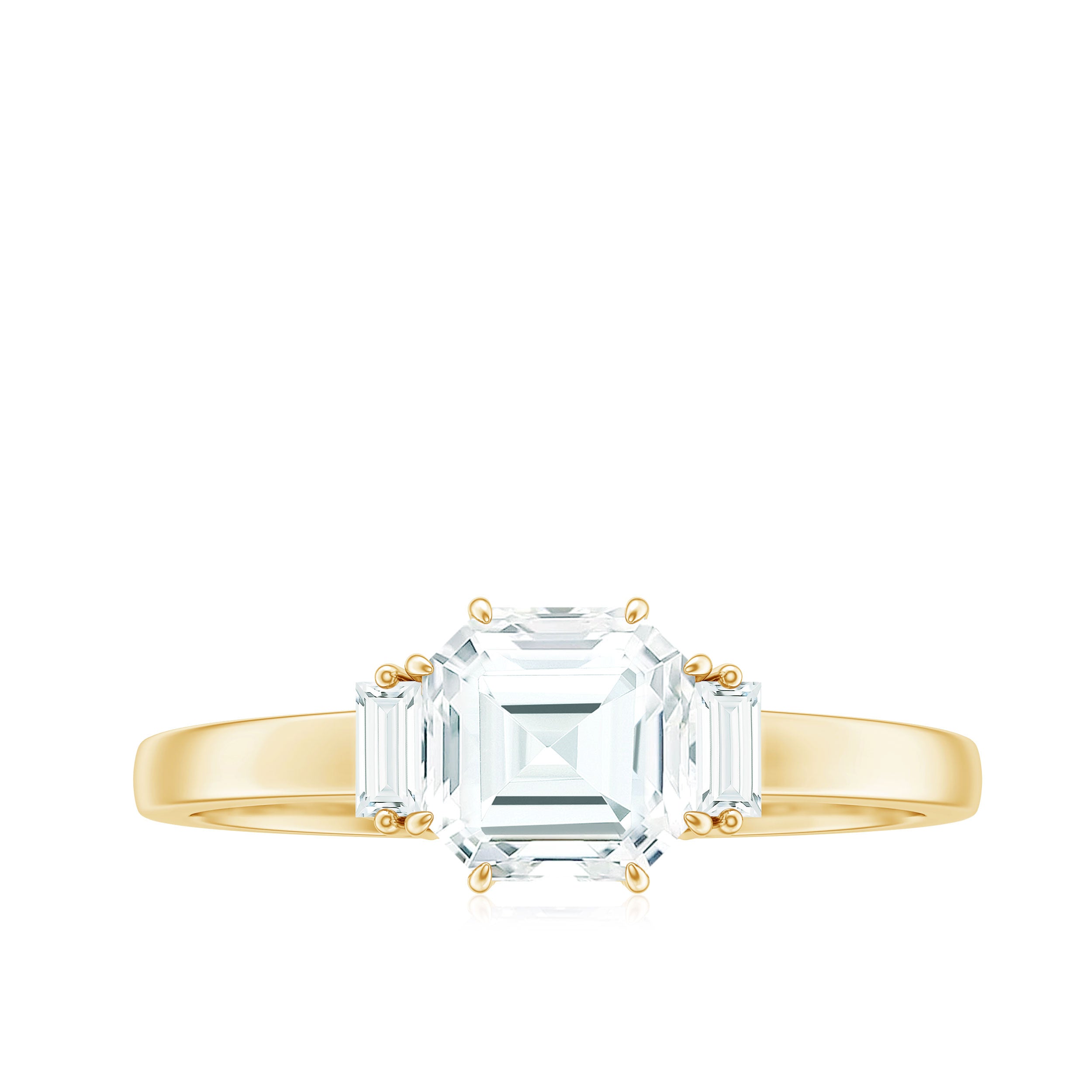 1.50 CT Asscher Cut Solitaire Zircon Engagement Ring AAAA - Rosec Jewels