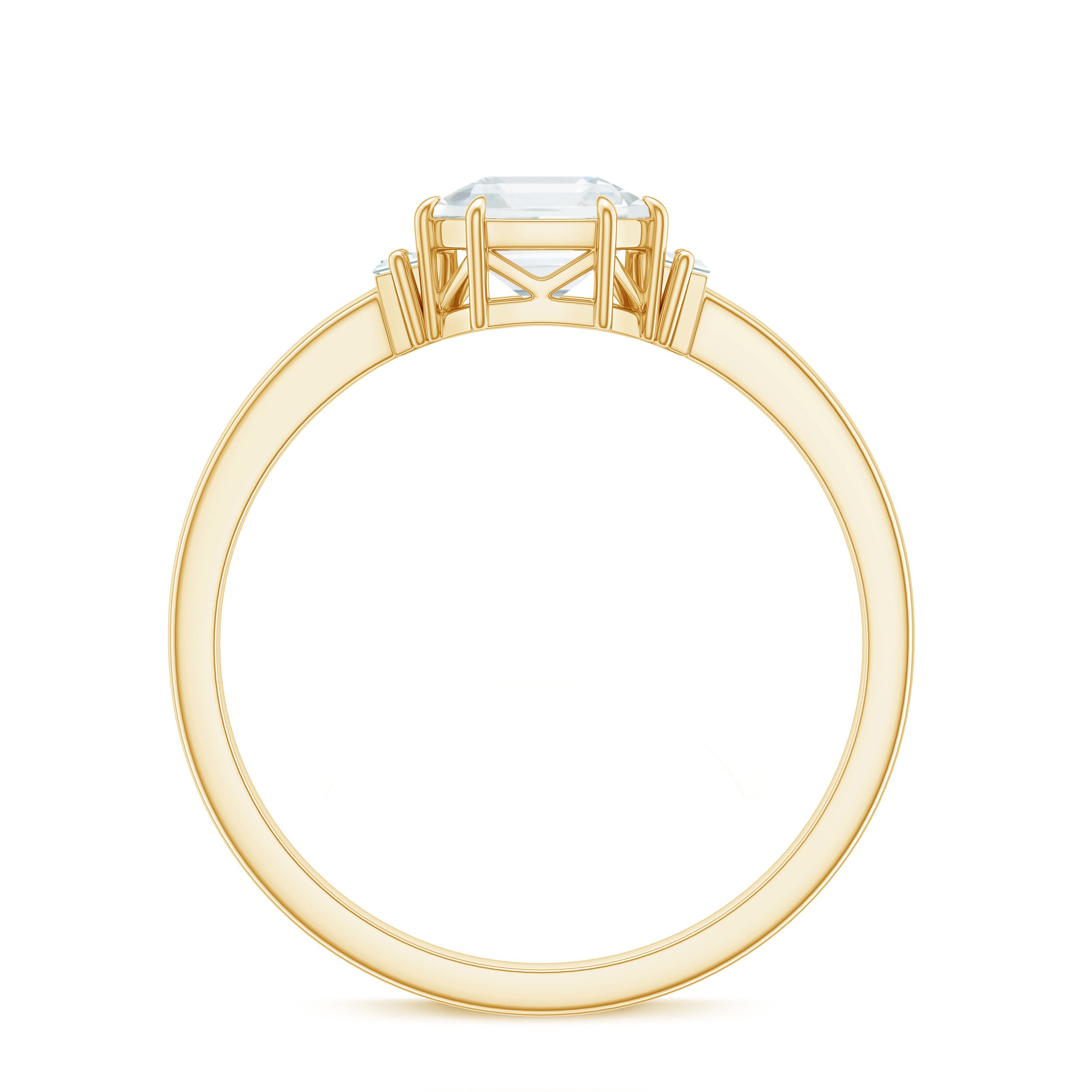 Asscher Cut Moissanite Engagement Ring with Certificate D-VS1 - Rosec Jewels