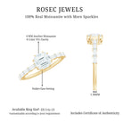 Asscher Cut Moissanite Engagement Ring with Baguette Side Stones D-VS1 - Rosec Jewels
