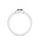 Rosec Jewels-Lab Created Ruby Heart Promise Ring with Diamond Halo