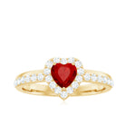 Rosec Jewels-Lab Created Ruby Heart Promise Ring with Diamond Halo