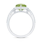 Natural 2 Carat Peridot Heart Engagement Ring with Diamond Halo AAA - Rosec Jewels