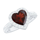 Rosec Jewels-Natural Garnet Heart Shaped Engagement Ring with Diamond Halo