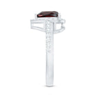 Rosec Jewels-Natural Garnet Heart Shaped Engagement Ring with Diamond Halo