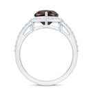 Rosec Jewels-Natural Garnet Heart Shaped Engagement Ring with Diamond Halo