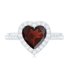 Rosec Jewels-Natural Garnet Heart Shaped Engagement Ring with Diamond Halo