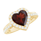 Rosec Jewels-Natural Garnet Heart Shaped Engagement Ring with Diamond Halo