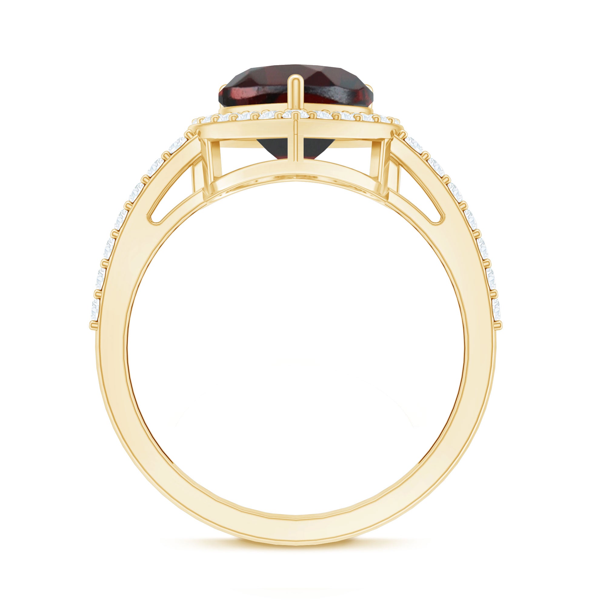 Rosec Jewels-Natural Garnet Heart Shaped Engagement Ring with Diamond Halo