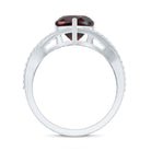 Rosec Jewels-Natural Garnet Heart Shaped Engagement Ring with Diamond Crossover Shank