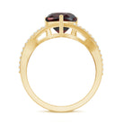 Rosec Jewels-Natural Garnet Heart Shaped Engagement Ring with Diamond Crossover Shank