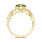 Natural 2 Carat Peridot Heart Engagement Ring with Diamond Crossover Shank AAA - Rosec Jewels