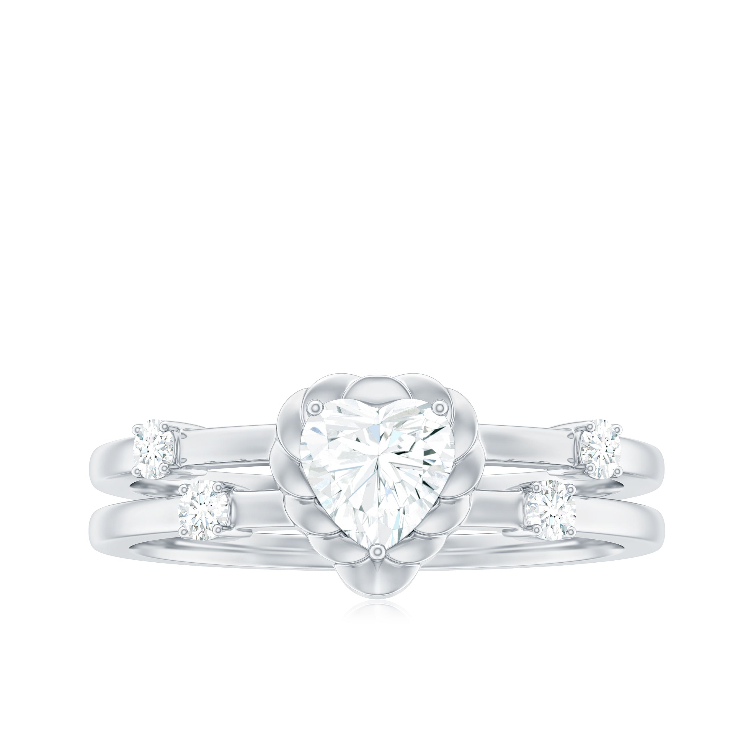 Zircon Solitaire Double Band Ring AAAA - Rosec Jewels