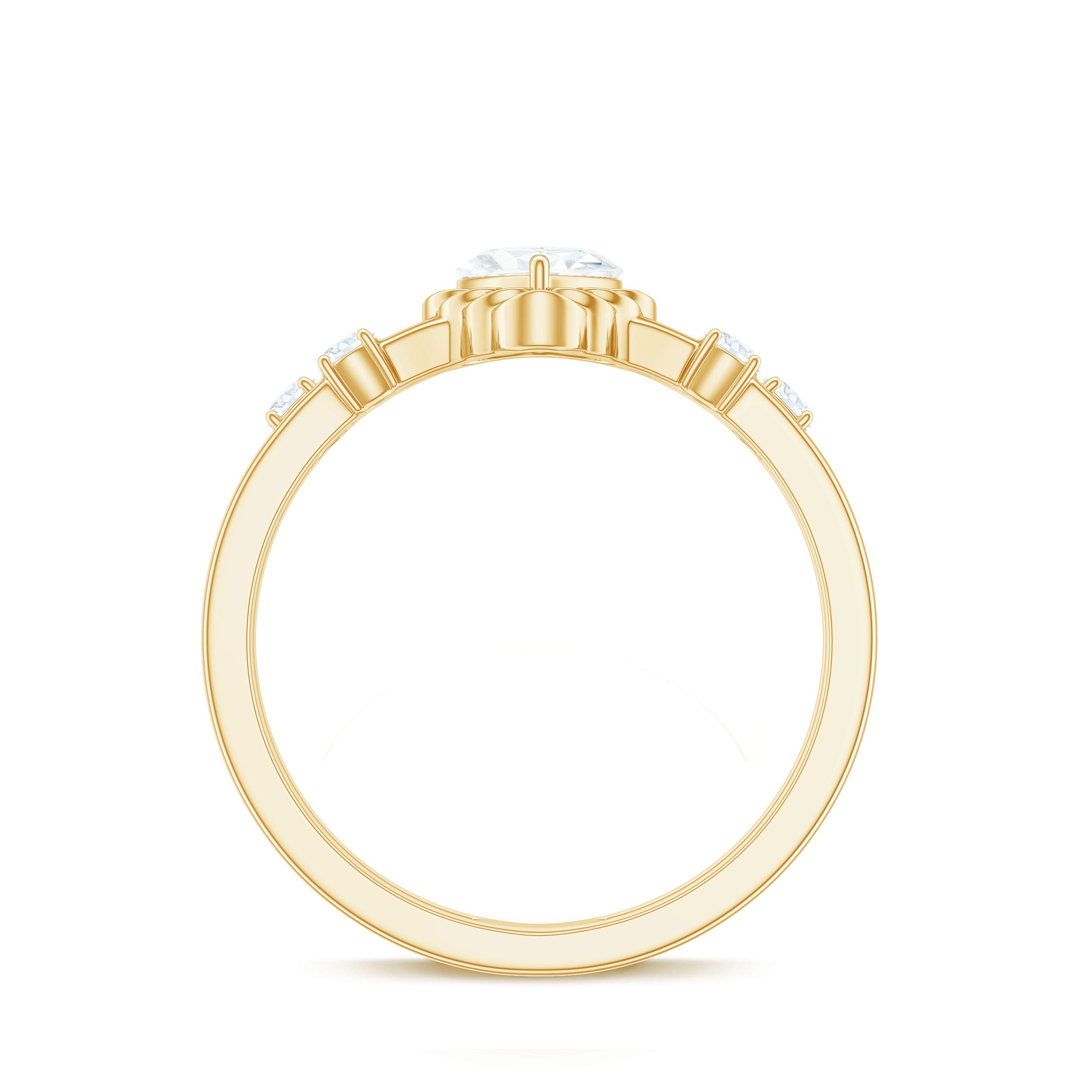 Zircon Solitaire Double Band Ring AAAA - Rosec Jewels
