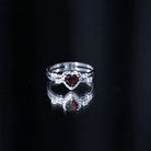 Natural Heart Shaped Garnet Diamond Double Band Engagement Ring AAA - Rosec Jewels