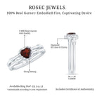 Natural Heart Shaped Garnet Diamond Double Band Engagement Ring AAA - Rosec Jewels