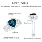 3/4 CT Heart Shape London Blue Topaz Double Band Ring with Diamond AAA - Rosec Jewels
