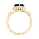 3/4 CT Heart Shape London Blue Topaz Double Band Ring with Diamond AAA - Rosec Jewels