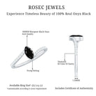 4X8mm Marquise Cut Black Onyx Promise Ring with Diamond Bypass Shank AAA - Rosec Jewels