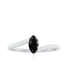 Rosec Jewels-Real Marquise Black Spinel Promise Ring with Diamond Bypass Shank
