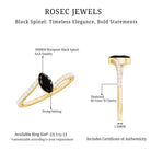 Rosec Jewels-Real Marquise Black Spinel Promise Ring with Diamond Bypass Shank