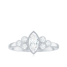 Rosec Jewels-Marquise Moissanite Engagement Ring with Trios
