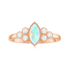 3/4 CT Real Ethiopian Opal Solitaire Ring with Diamond Trio Ethiopian Opal - ( AAA ) - Quality - Rosec Jewels