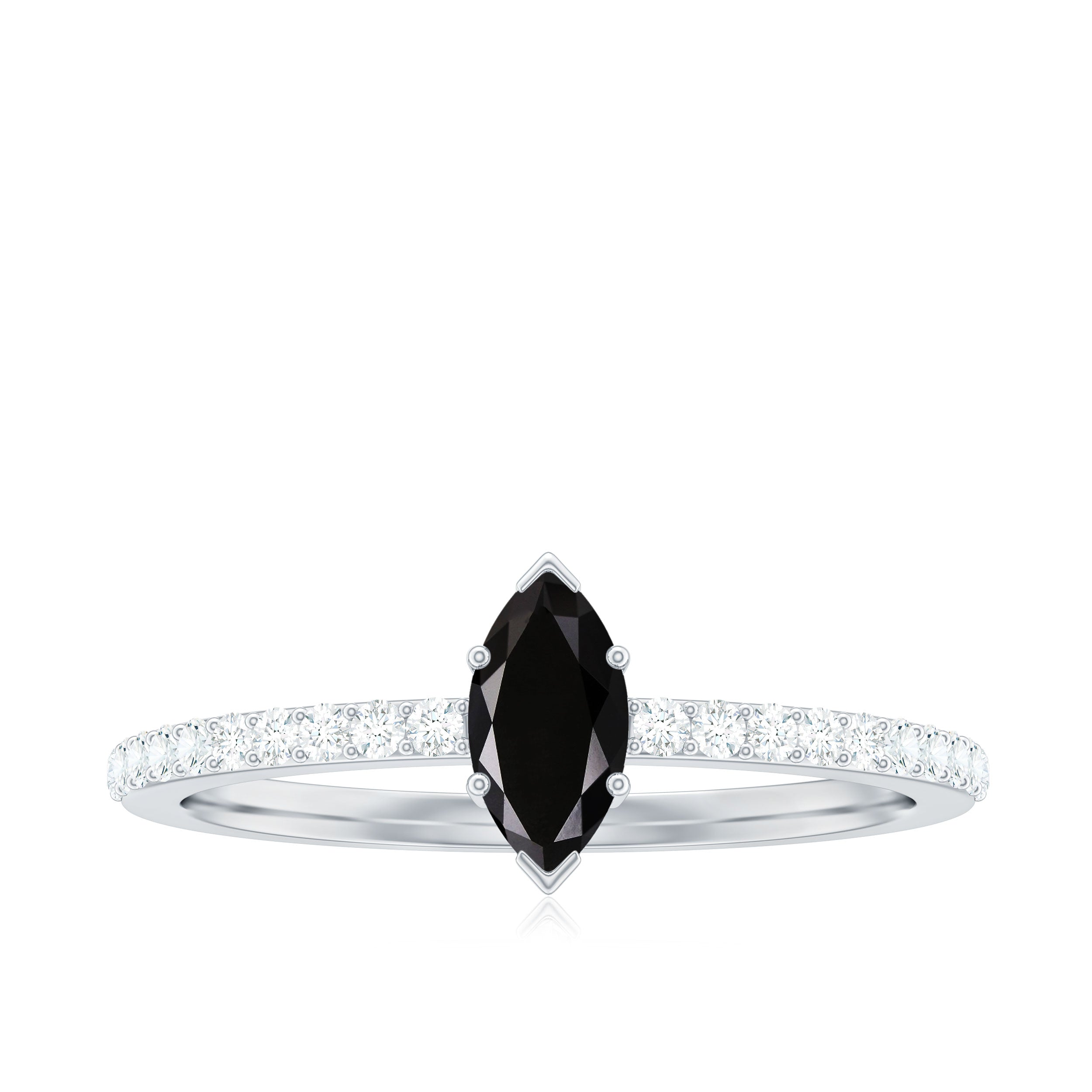 Rosec Jewels-Marquise Black Spinel Diamond Promise Ring for Proposal