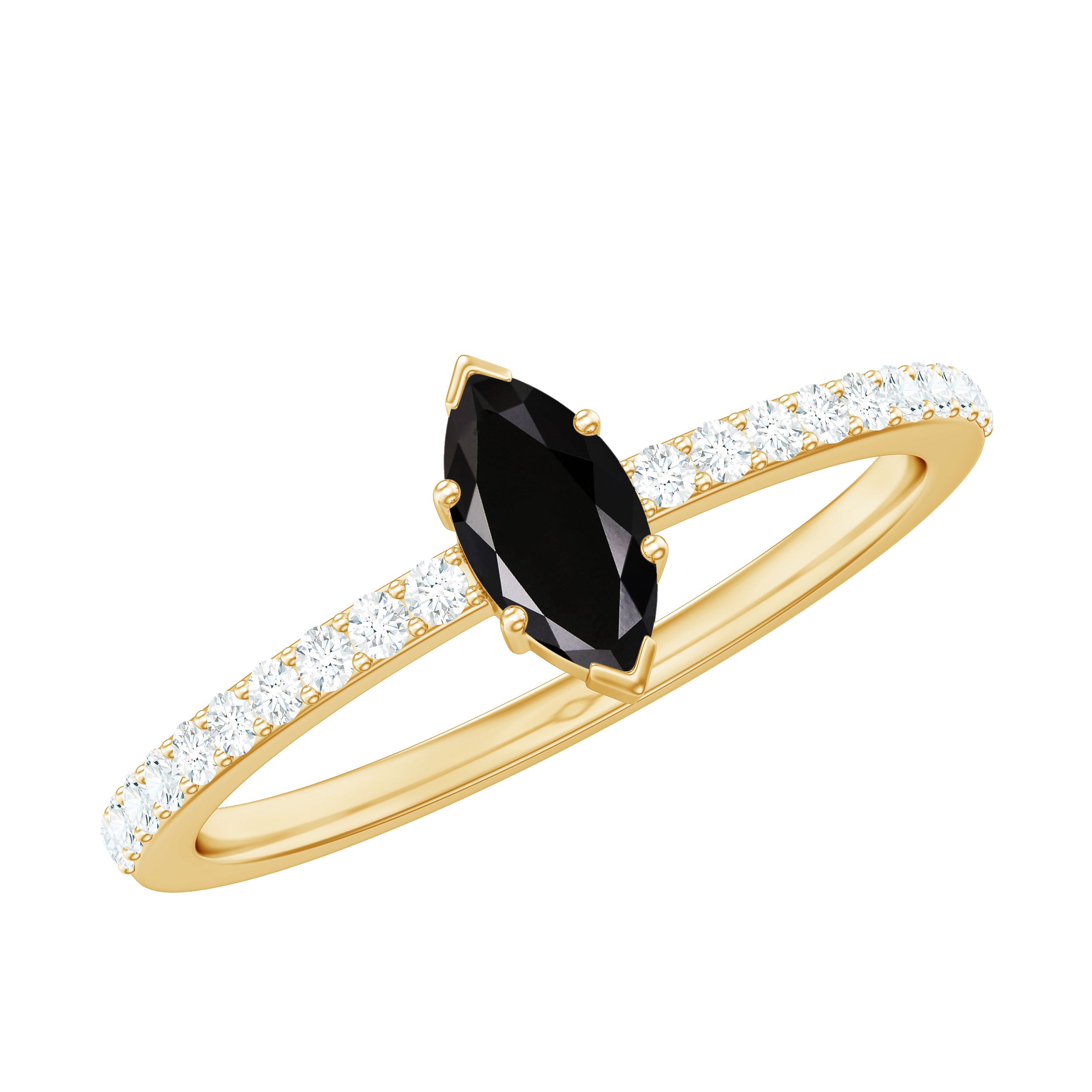 Rosec Jewels-Marquise Black Spinel Diamond Promise Ring for Proposal