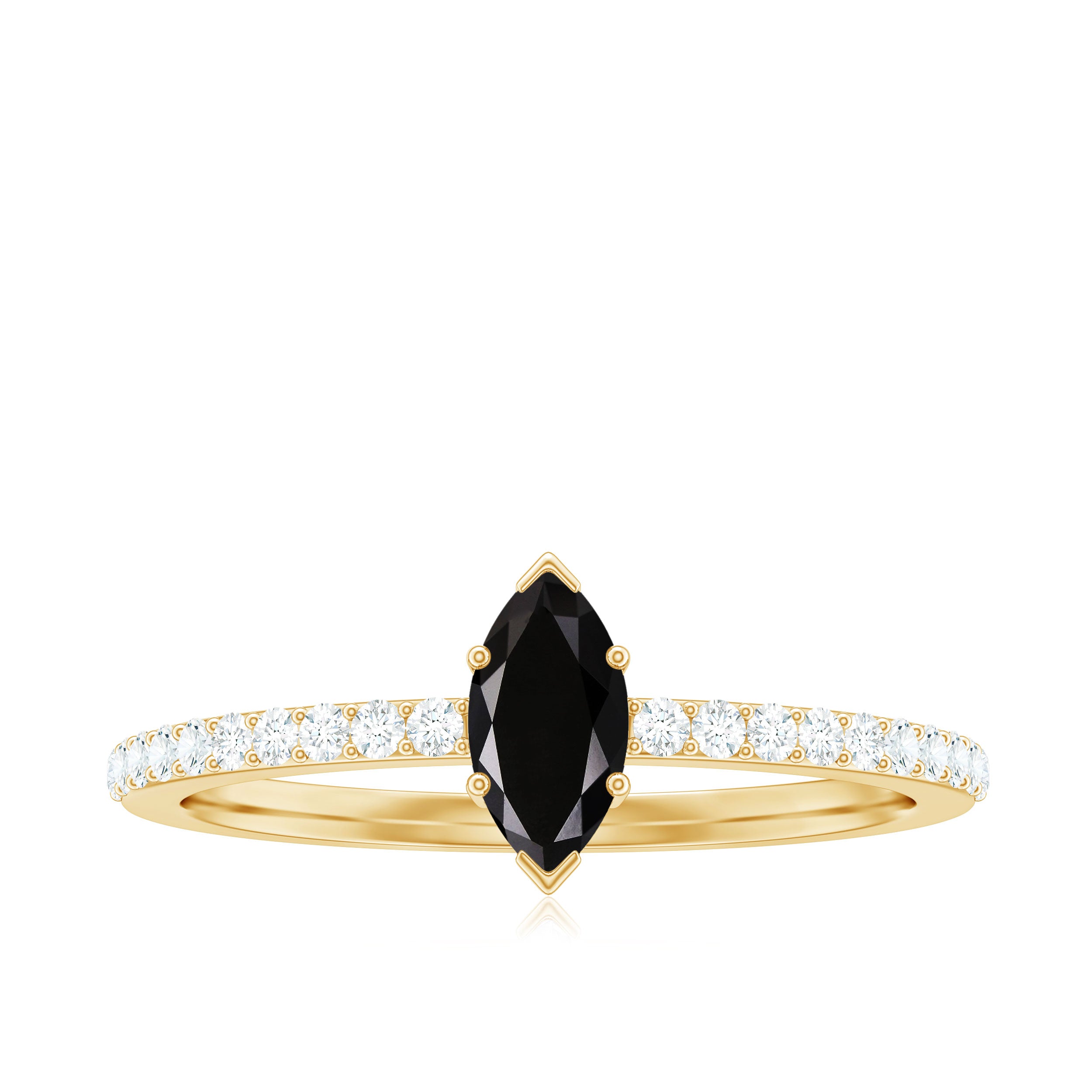Rosec Jewels-Marquise Black Spinel Diamond Promise Ring for Proposal