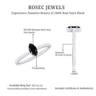 4x8mm Marquise Cut Black Onyx Minimal Promise Ring with Diamond AAA - Rosec Jewels